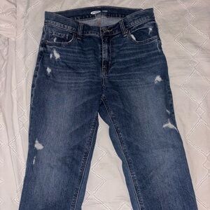 Old Navy Blue Boyfriend Jeans Distressed Style